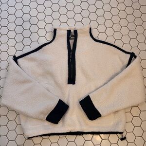 FP Movement by Free People Cream Sherpa Half-Zip with Navy Trim